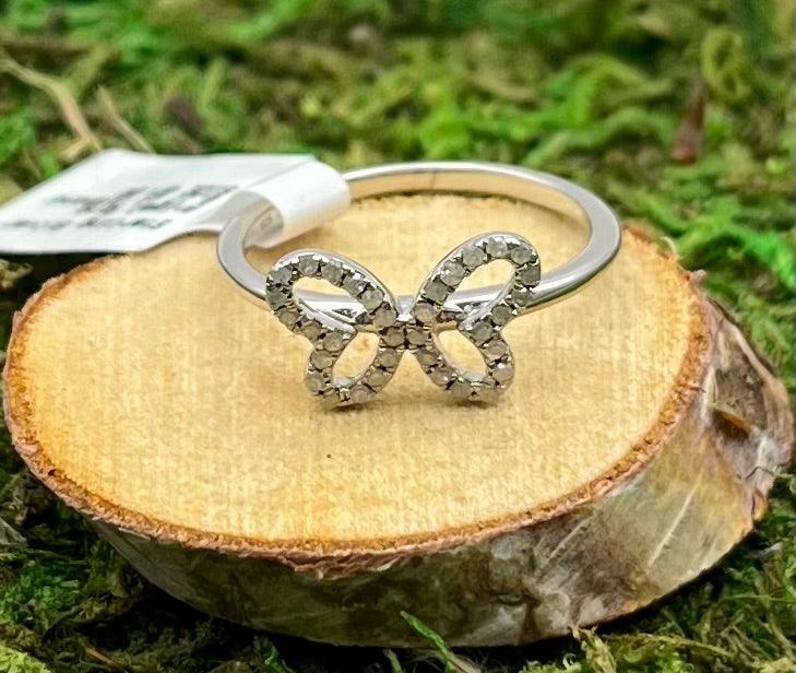 .17 ctw Diamond Sterling Silver Butterfly Ring