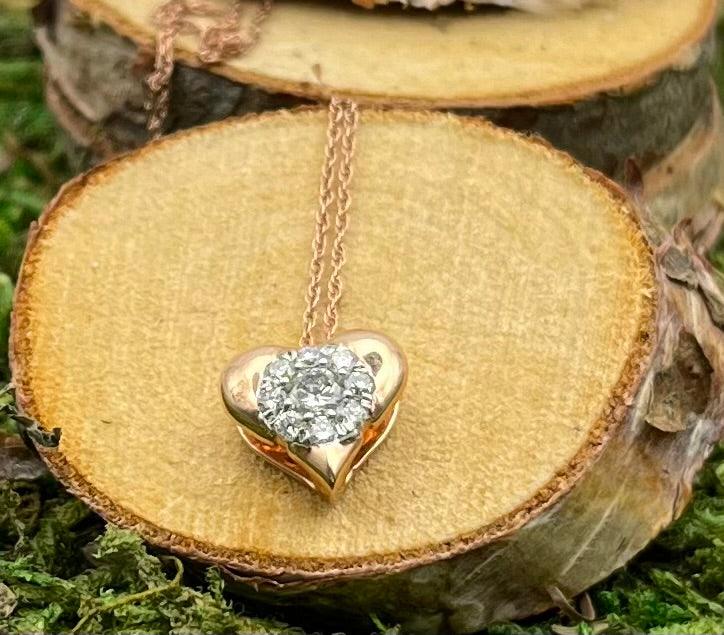.25 ctw Diamond 10kt Rose Gold Heart Necklace