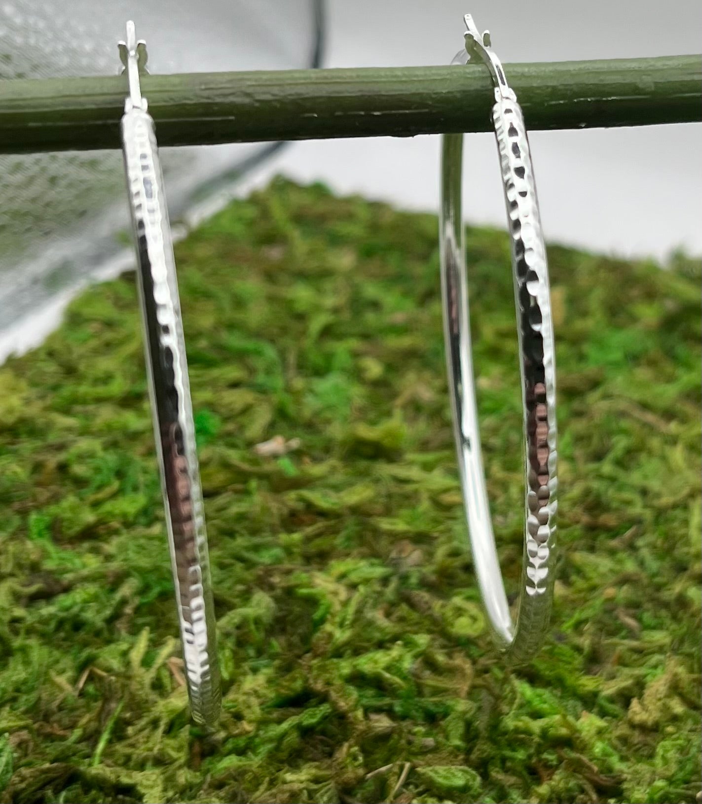 Diamond Cut Sterling Silver Earrings- 60mm