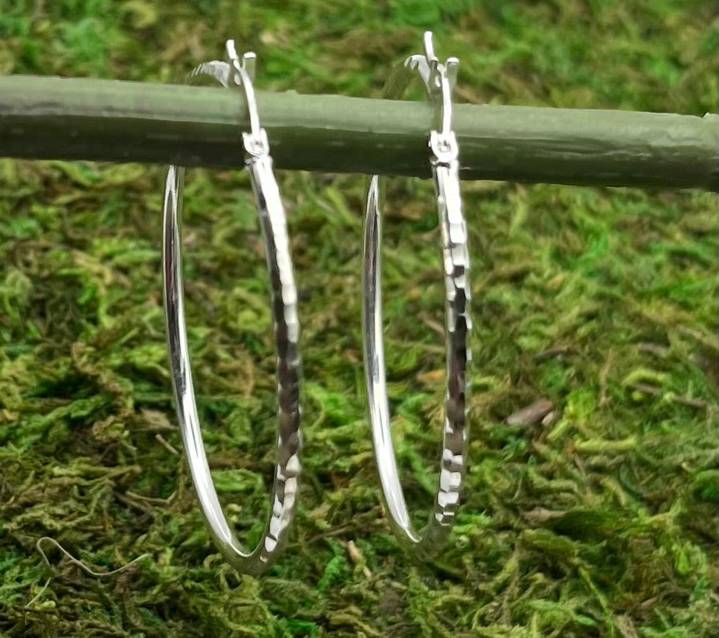 Diamond Cut Hoop Sterling Silver Earrings- 45mm