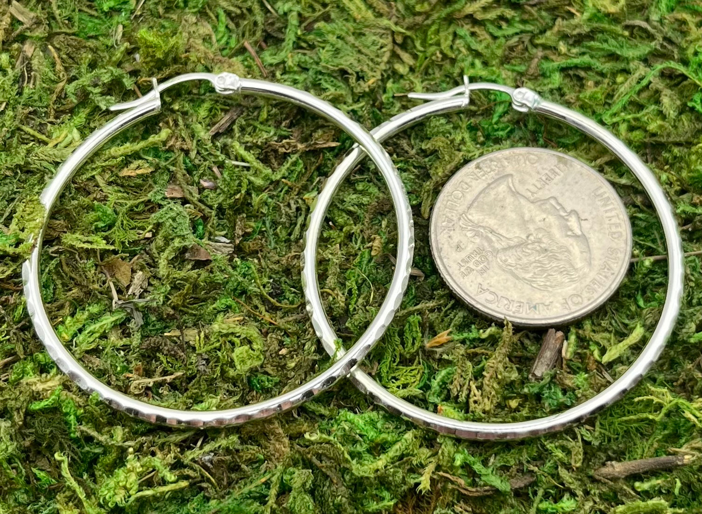 Diamond Cut Hoop Sterling Silver Earrings- 45mm