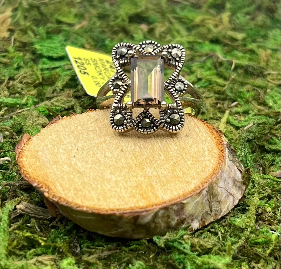 Smoky Quartz Emerald Cut Ring
