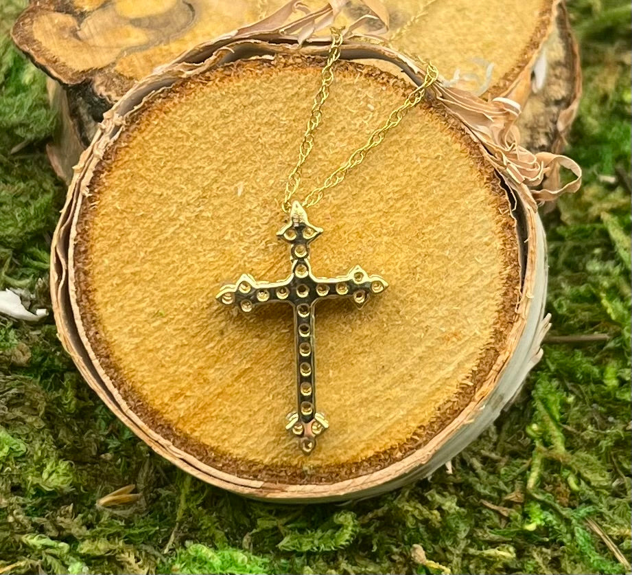 1/4 ctw YG Diamond Cross Necklace