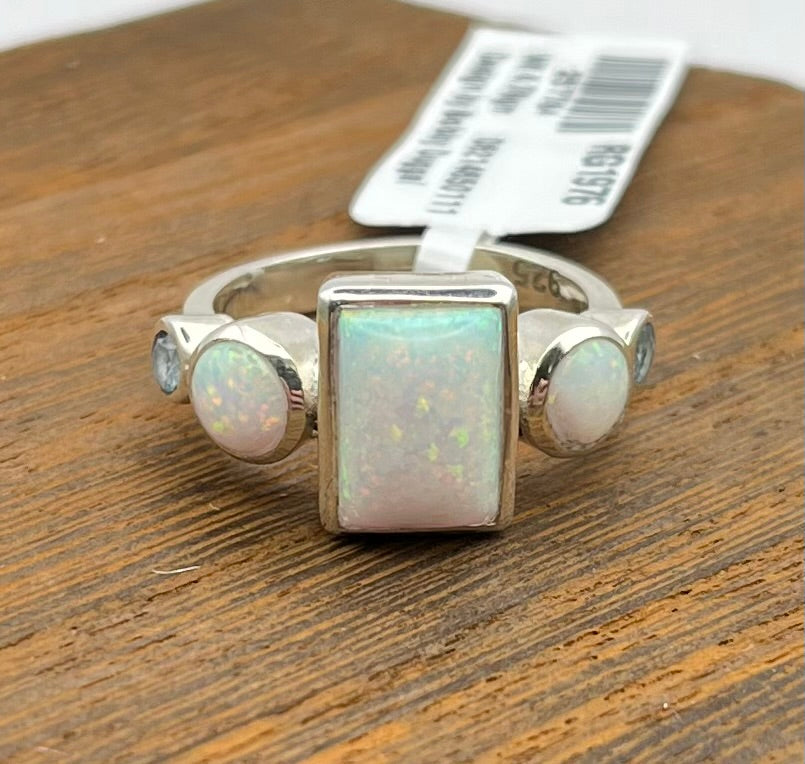 Opal and Swiss Blue Topaz Ring